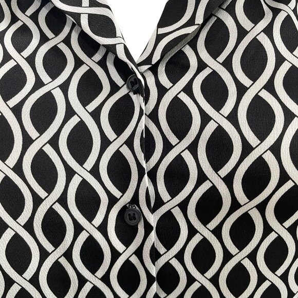 Pleione XL Geometric Print Button Front Blouse Short Sleeve Collared Shirt - Picture 9 of 9